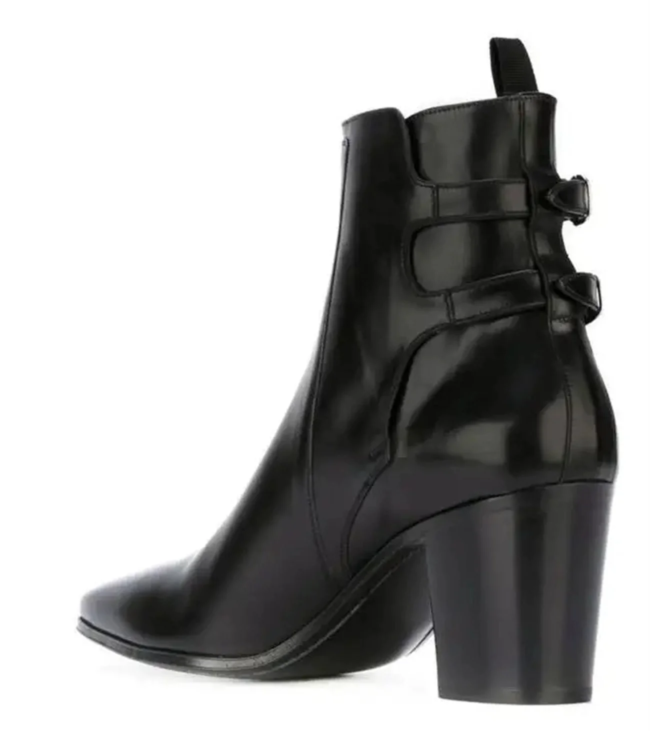 Эксклюзивные мужские ботинки на высоком каблуке 8 см с пряжкой щиколотке из