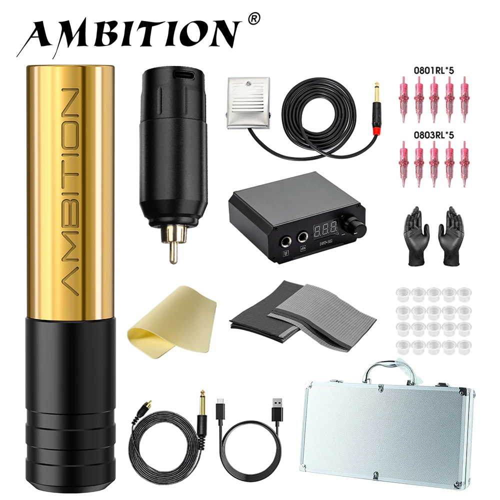 

Ambition Rotary Tattoo Machine Kit Permanent Makeup Pen Stroke 3.5mm RCA Eyeliner Scalp Eyebrows Lips Tools Semi-Permanent Tools