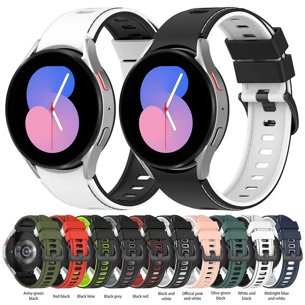 

Sports Band Silicone Watchband Dual-color Bracelet Replacement Strap Compatible For Samsung Watch5 Watch5 Pro Watch4
