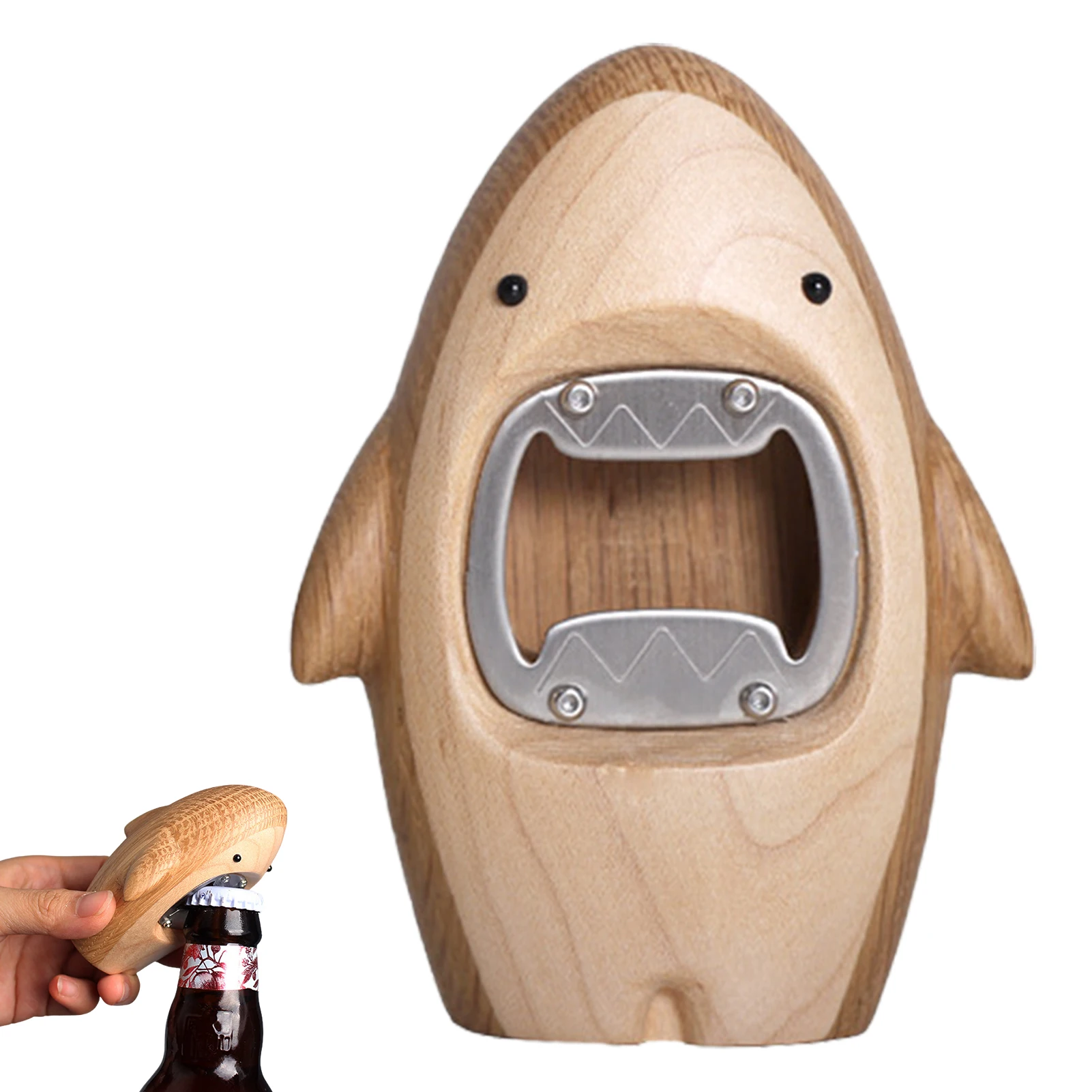 

Shark Shaped Beer Bottle Opener Bar Home Restaurant Decoration Wine Kitchen Wooden Bottle Can Opener