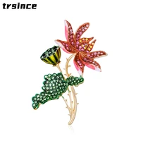 new retro painted lotus leaf brooch fashion and simple alloy flower brooch clothing accessories pins