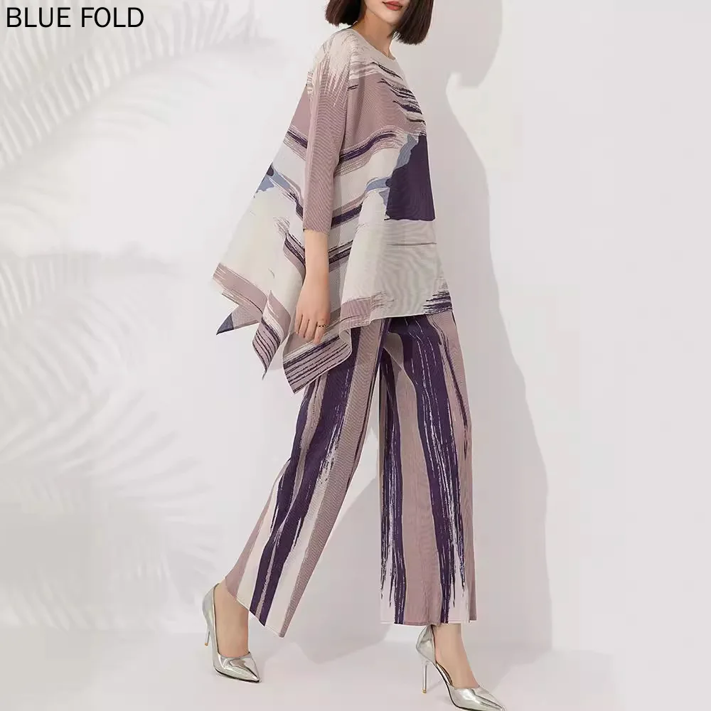 MIYAKE-комплект из пуловера с круглым вырезом и брюк высокой талией женские