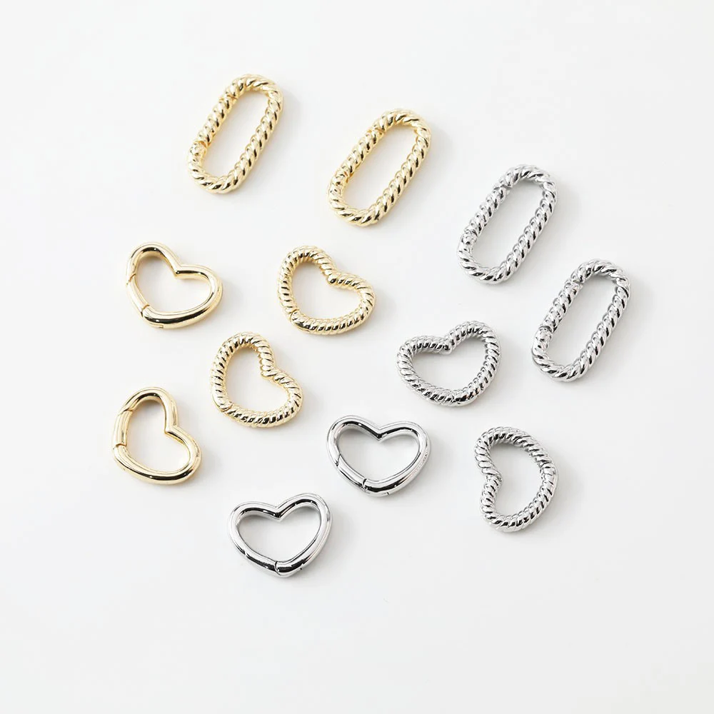 

2PCS 14K Gold Plated Heart Oval Snap Hook Clasp Buckle Brass Jewelry DIY Making Supplies Accessories