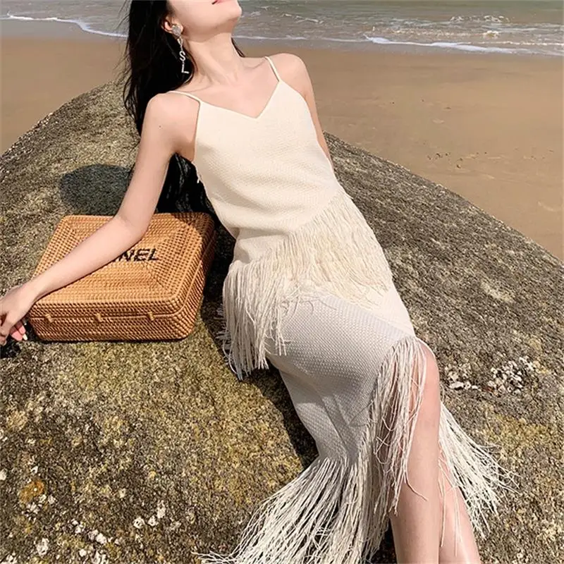 

Beach Party Dress Women's Summer Holiday Dresses High Quality Sling Long Dress Elegant Ladies Sexy Camisole Sundress