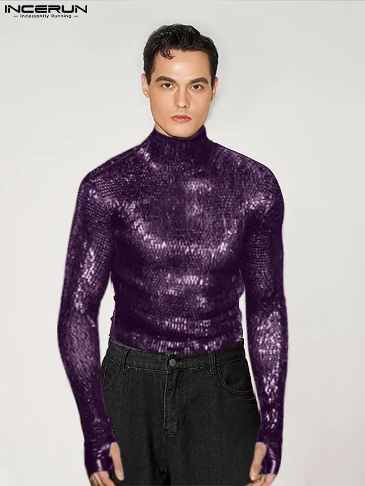 

Футболка INCERUN мужская с воротником-хомутом и длинным рукавом, 2022