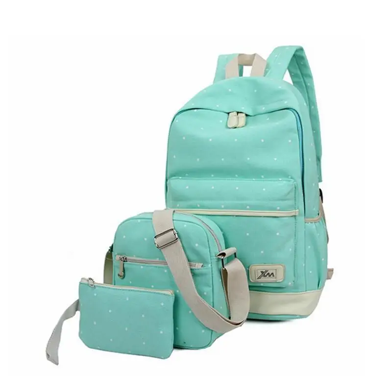 

3 Pcs/set Canvas School Backpack For Grils Teenager Travel Backpack Bags