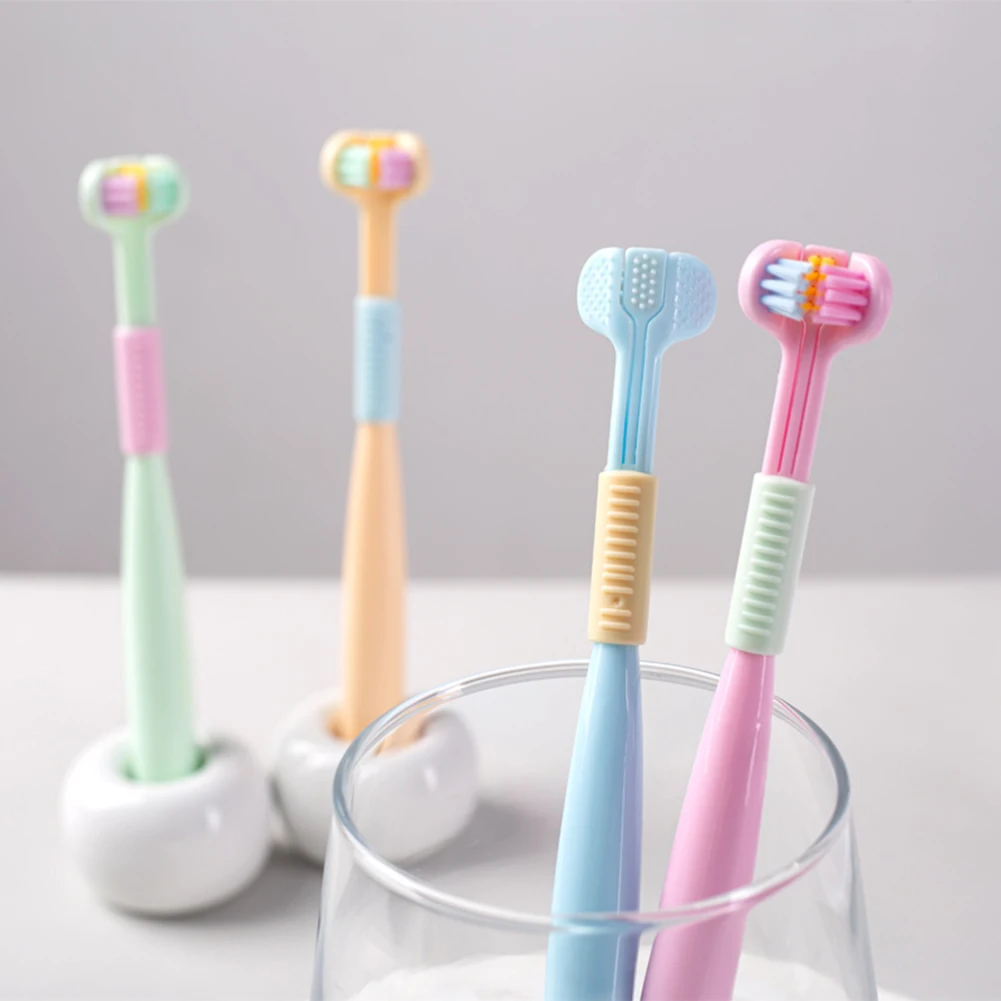 

ThreeSided Soft Bristle Toothbrush Deep Oral Cleaning Teeth Brush With Tongue ScraperTeeth Cleaner For 4-12YrsChildren Oral Care