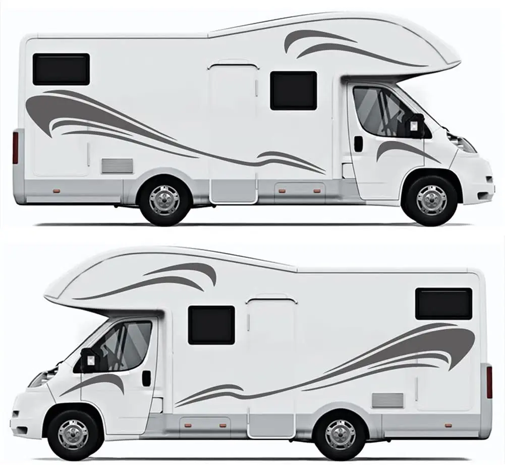 

Wilove 6 Pcs Motorhome Stripe RV Body Side Stickers Decals Door Panel Bumper Graphics Sticker Car Styling Vinyl Decoration Decal