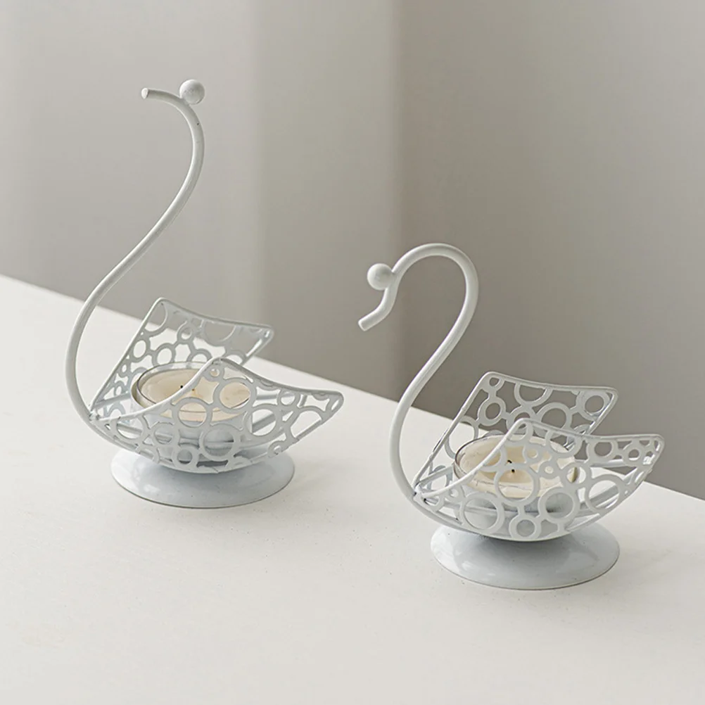 

2 Pcs Decor Iron Holder Wedding Centerpieces Hollow Out Metal Desktop Candlestick Tea Light Statue