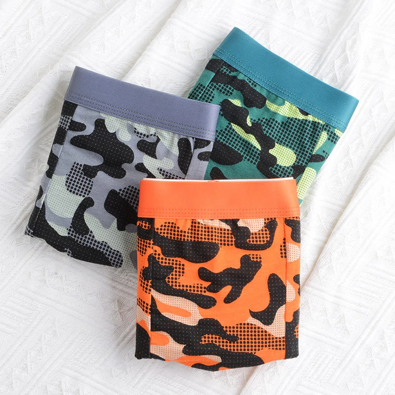5Pcs/Lot High-End New Men's Underwear Camouflage Men's Large Size Underwear Pure Cotton Men's Flat Foot Underwear