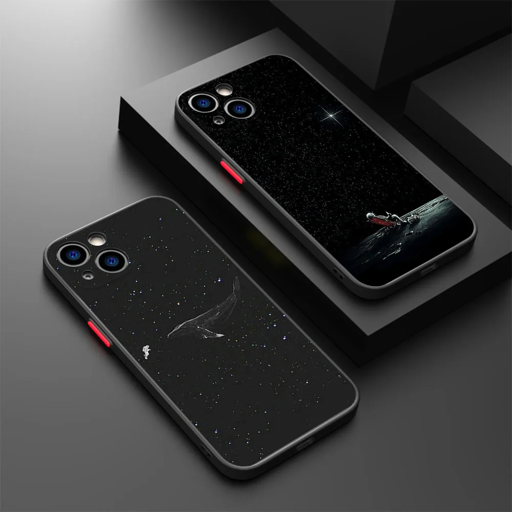 Чехол для телефона iphone 16 15 14 Pro Max 7 8 Plus 11 12 13 Mini XR XSMax 16Pro Meteor Moon Universe Кит Матовый