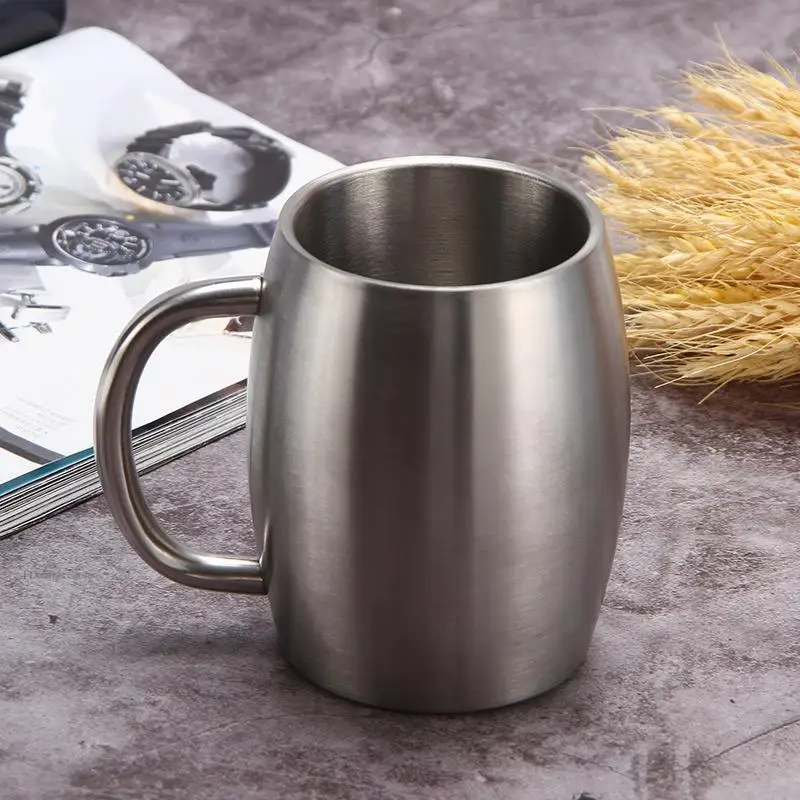 

304 Stainless Steel Thermic Mug Coffee Beer Cup Mug Reusable Drinkware With Handrip Heat Insulation Office Tea Milk Water Cups