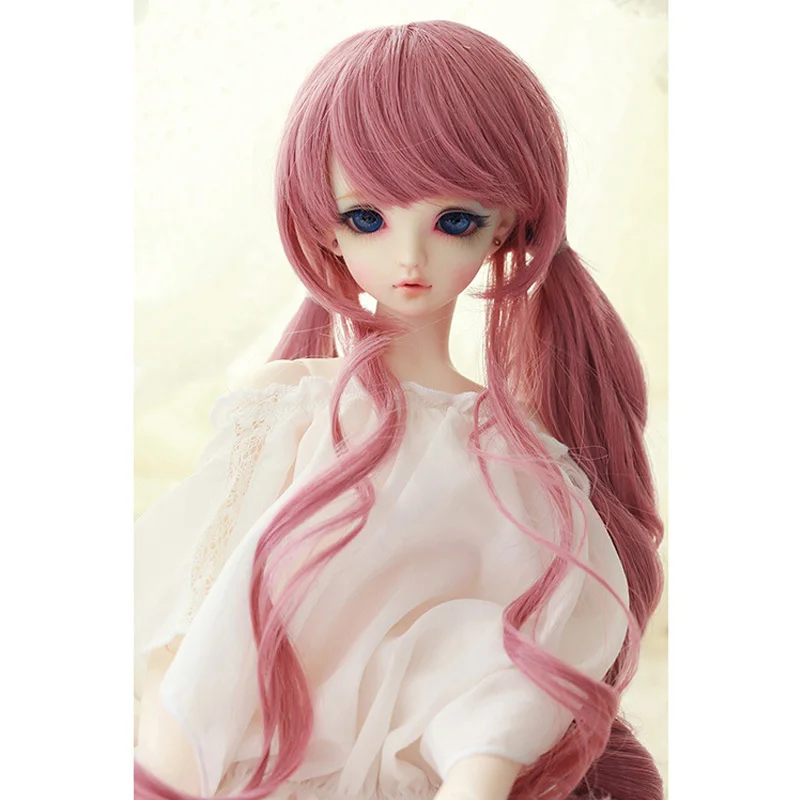 

1/6 & 1/3 BJD/SD Doll Wig Double Ponytail Wavy Long Curly Hair with Bangs Diy Dress Up Play House Girl Toys Accessories
