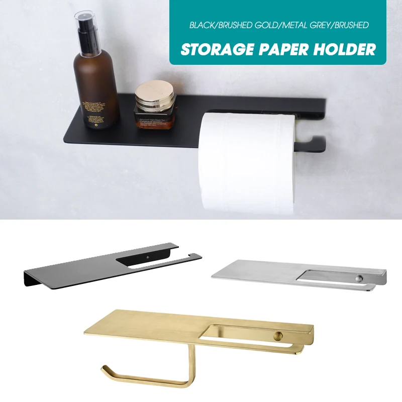 

Держатель для бумаги с крючком, вешалка для полотенец из нержавеющей стали, аксессуары для ванной комнаты, металлический серый матовый золотой никель