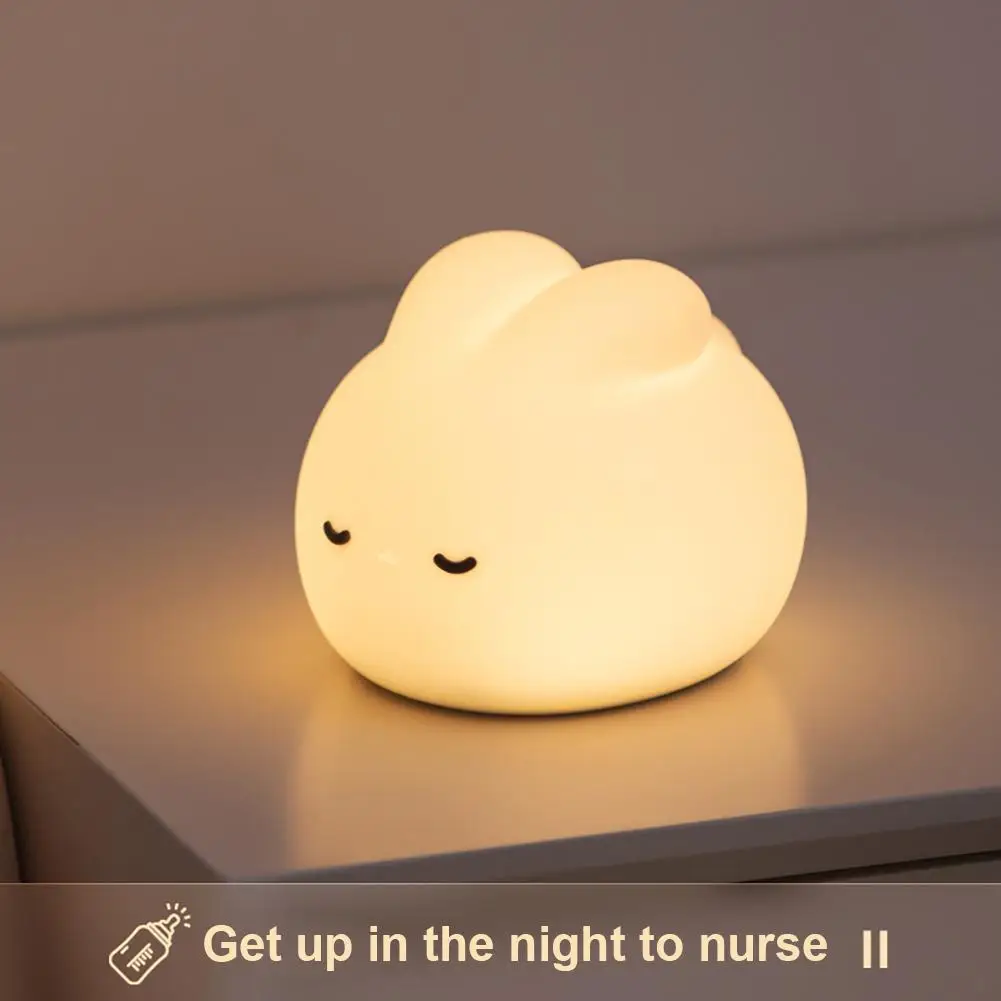

Силиконовый светодиодный ночсветильник в виде кролика, лампа с 3 уровнями регулировки, прикроватная лампа с Usb-зарядкой и функцией таймера д...
