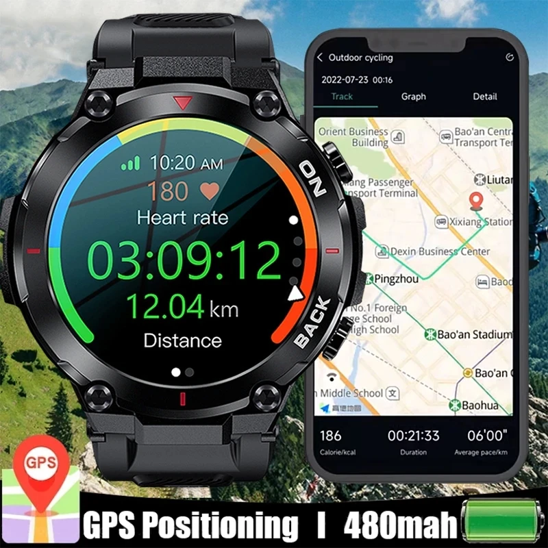 

2023 New Rugged Military GPS Smart Watch AMOLED Display Screen Heart Rate Waterproof Smart Watch Is Applicable For Xiaomi Huawei