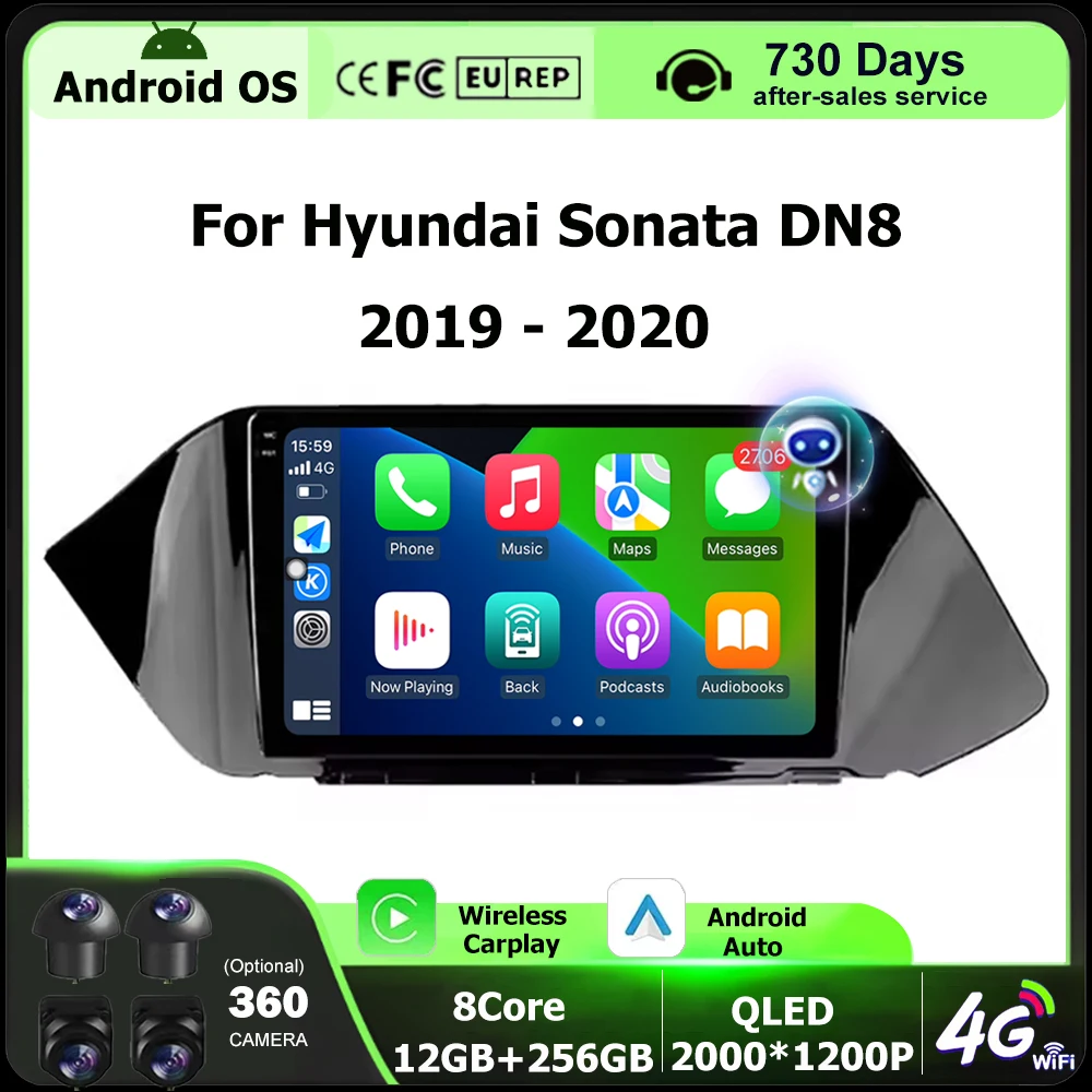 Фото Автомагнитола Android 16 для Hyundai Sonata DN8 2019-2020: Мультимедийный видеоплеер, GPS-навигация, QLED сенсорный экран, Bluetooth №1