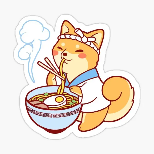 

Ramen Shiba 5PCS Stickers for Kid Car Decorations Art Funny Background Home Living Room Cute Luggage Room Window Laptop Wall