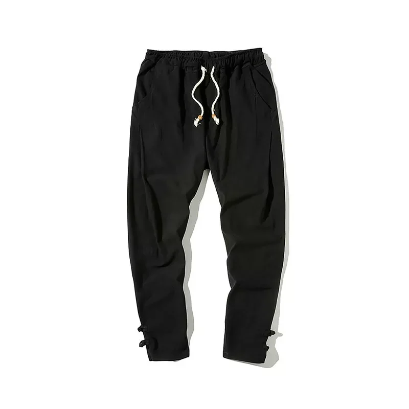 

Sweatpants Male Elastic Waist High Quality Harem Pants Large Size 5XL 2022 Men's Vintage Trousers Harajuku Style Cotton Linen