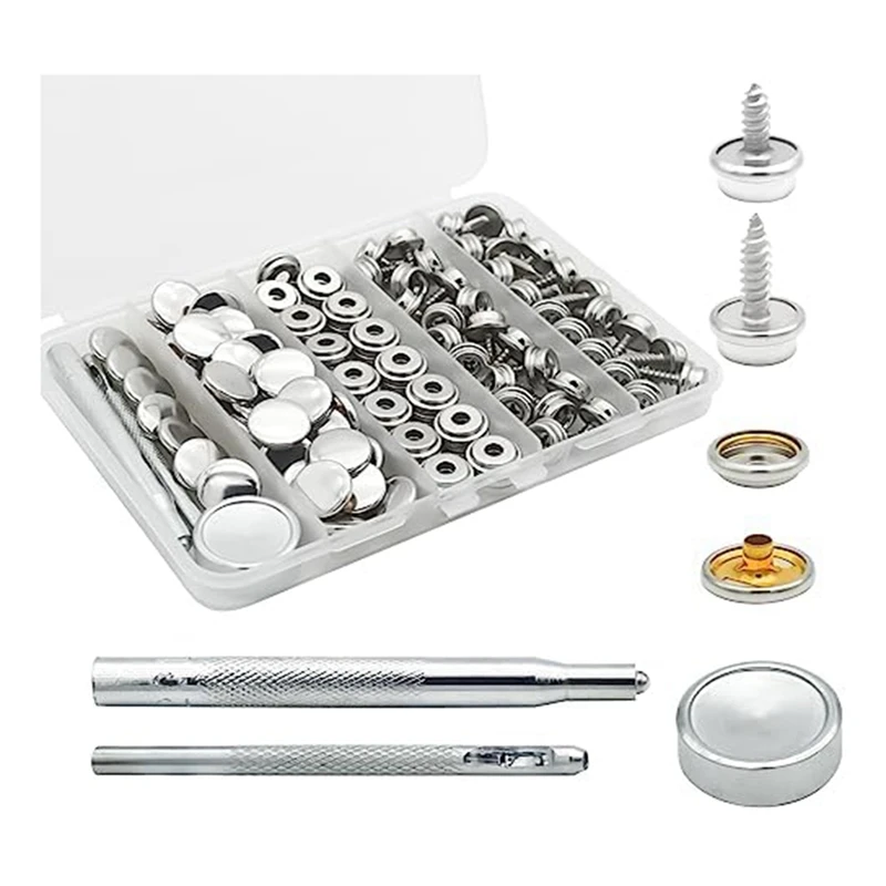 

Canvas Snap Kit Silver Metal 40 Sets Marine Grade Boat Cover Snap Snap Fasteners For Boat Cover Furniture