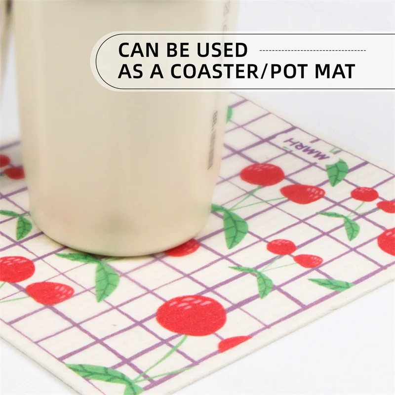 1 шт. кухонная впитывающая тряпка с принтом целлюлозная ткань для чистки влажная