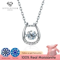 stylever moissanite diamond horseshoe pendant for women gift 925 sterling silver chain necklace party choker jewelry accessories