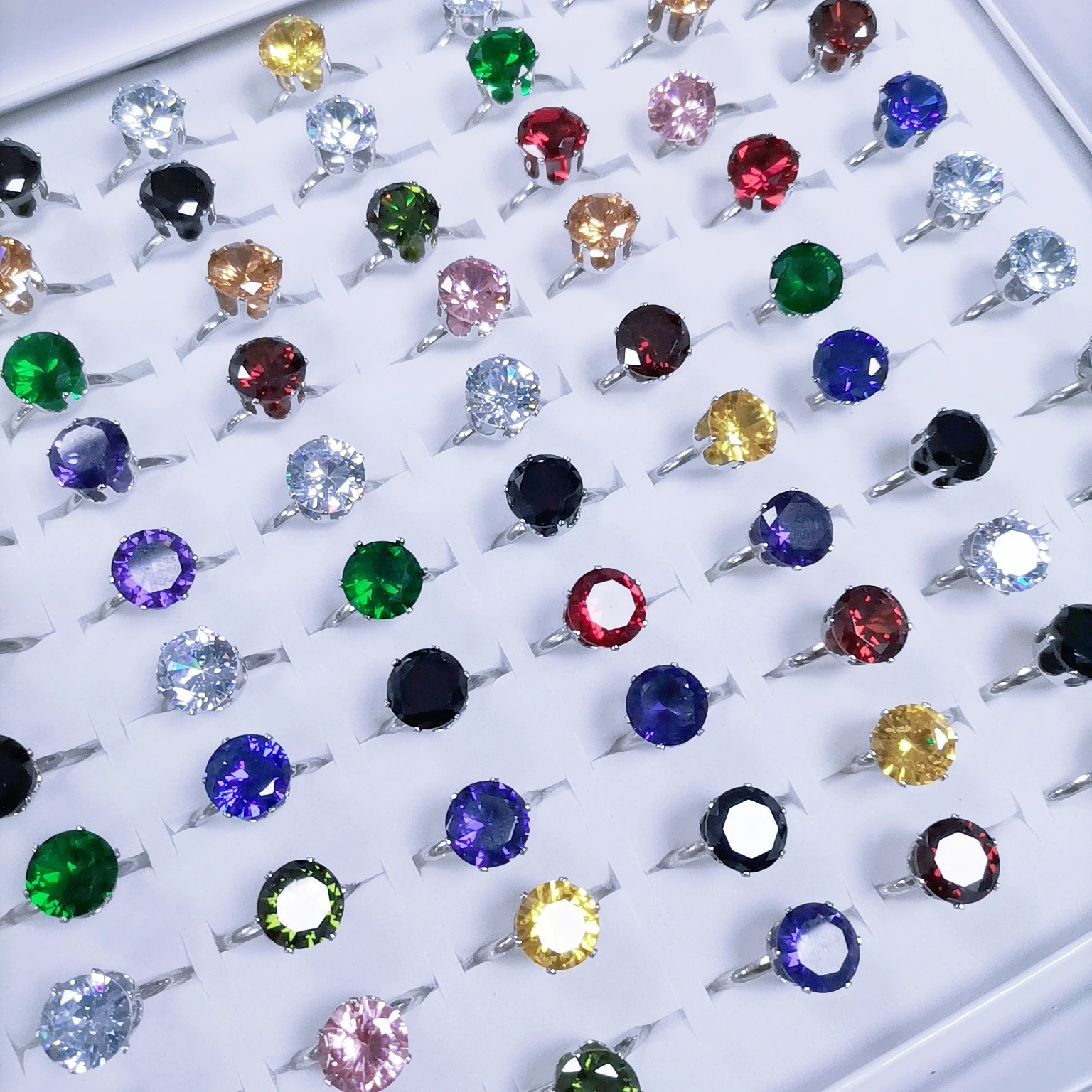 

Mix 50pcs Colorful Crystal Rings for Women New Charm Wedding Love Accessories Jewelry Boho Fashion Party Gifts Wholesale