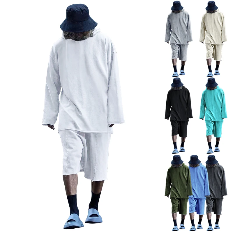 

Men's Oversize Spring/Summer Round Neck Casual Comfortable Top+Elastic Pants Two Piece Boutique Set