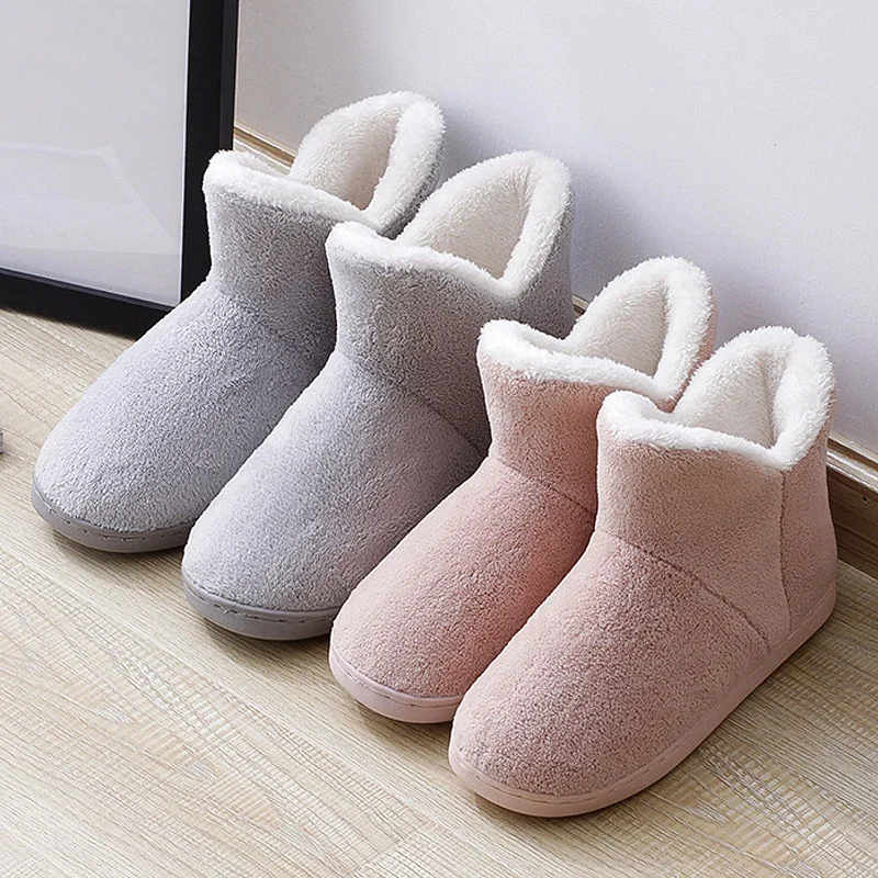 

Memory Foam Winter Women Slippers High Top Home Fur Slippers Warm House Shoes Cotton Women Indoor Outdoor Shoes Girls Boys