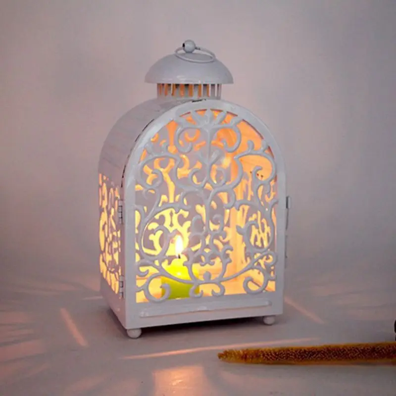 

Moroccan Style Hollow Candlestick Tealight Candle Holder Carved Flower Hanging Lantern Wedding Home Decor Dropship