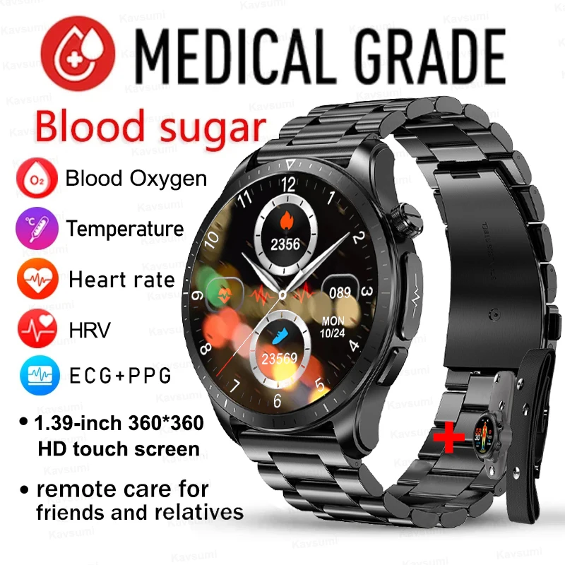 

2023 New ECG+PPG Monitoring Smart Watch Blood Oxygen Blood-Pressure IP68 Waterproof Thermometer Sports Smartwatch For Men Women
