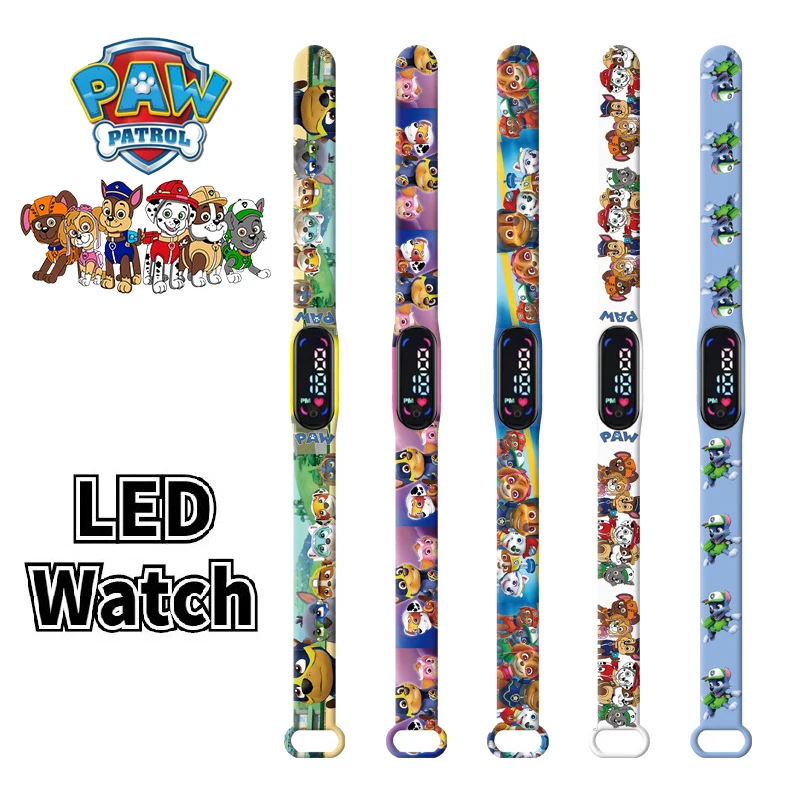 

PAW Patrol Cartoon Children's Watch Anime Figure Chase Skye Rocky LED Touch Waterproof Electronic Watches Toy kids Birthday Gift