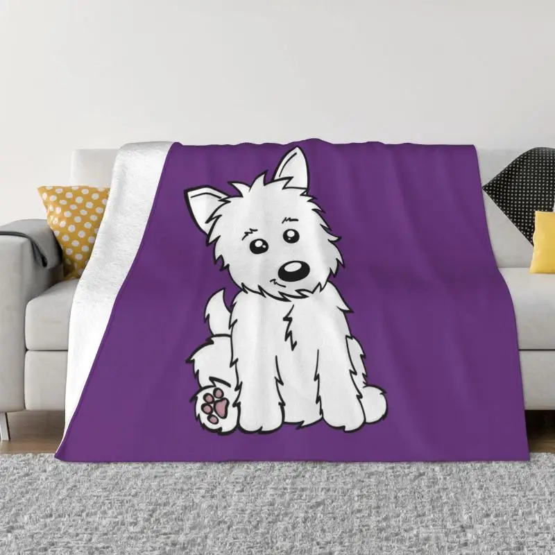 

Cute Cartoon Westie Dog Ultra-Soft Fleece Throw Blanket Flannel West Highland White Terrier Blankets for Bedding Car Sofa Quilt