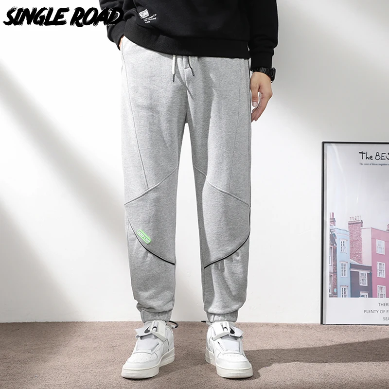 

Single Road Mens Baggy Sweatpants Men 2022 Fashion Cotton Stripe Joggers Male Streetwear Skateboarding Grey Running Sports Pants