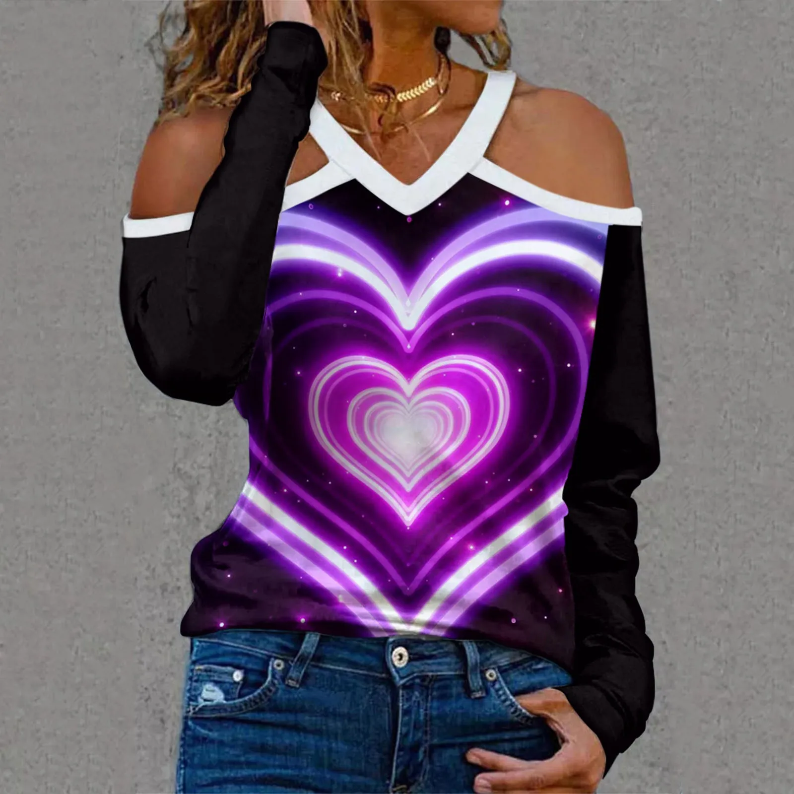 

Топ женский для плавания на День святого Валентина с лямкой на шее и V-образным вырезом