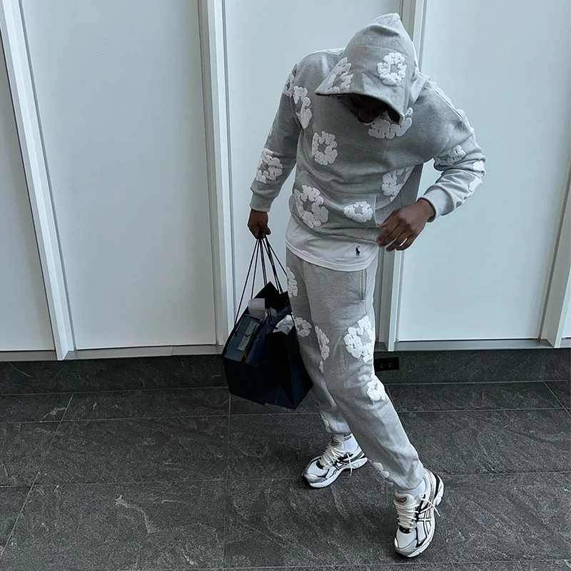 Уличная одежда с пенным принтом Y2K модный мужской костюм оверсайз в стиле ретро