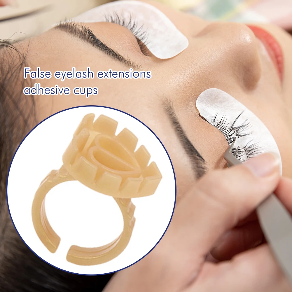 100/200 Pieces Eyelash Extension Glue Rings Glue Holder Tool Kit Set Professional Makeup Disposable Adhesive Eyelash