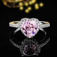 pink silver color cute ring finger anel aneis cz flower ring for women jewelry pure wedding engagement r1707 pink