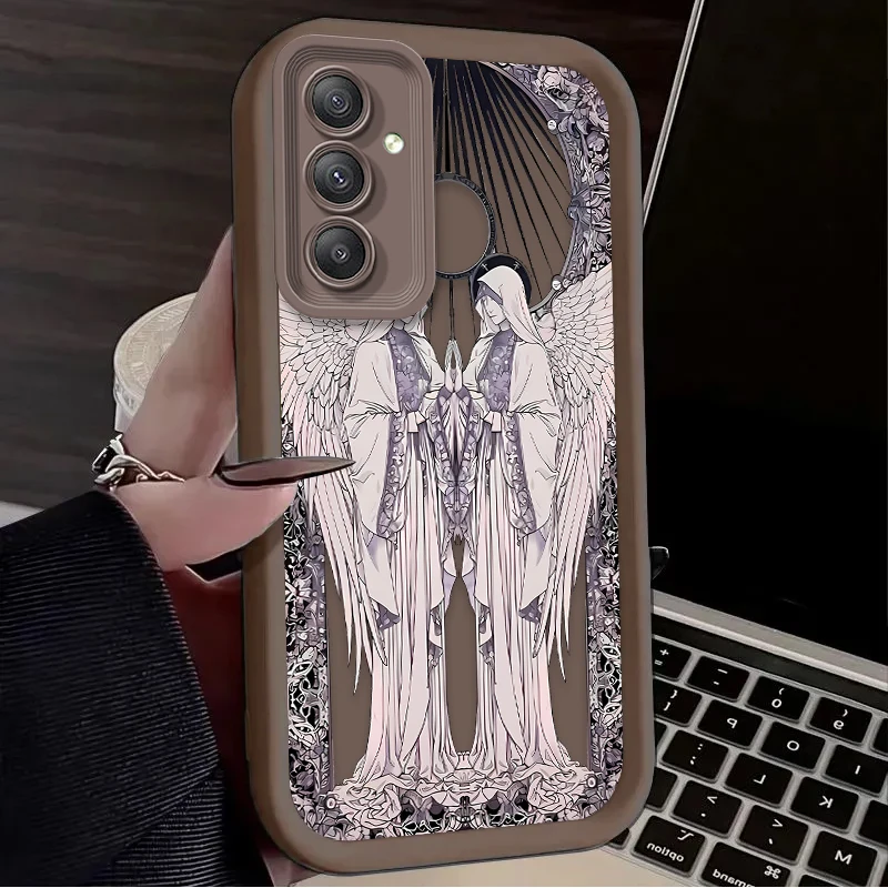 Retro Punk Black Angel Soft Case for Samsung Galaxy A35 A55 A15 A25 A16 A06 A05 A05S A24 A13 A23 A12 A22 A32 A52 A71 A51 4G Etui