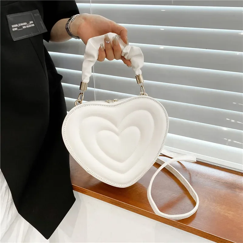 

Fashion Love Heart Shape Shoulder Bag Small Handbags Designer Crossbody Bags For Women Solid Pu Leather Top Handle Bag