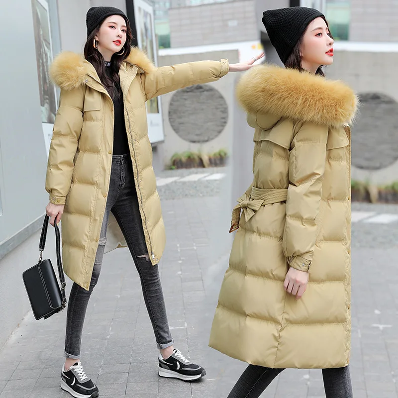 Long Cotton Padded Jacket Women Hooded Thicken Warm Jackets 2022 Winter Korean Fashion Casual Elegant Outwear Female Y939
