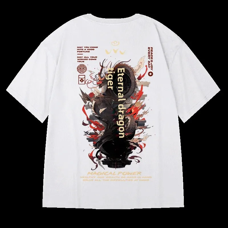 Модная Летняя мужская футболка в китайском стиле с коротким рукавом свободного