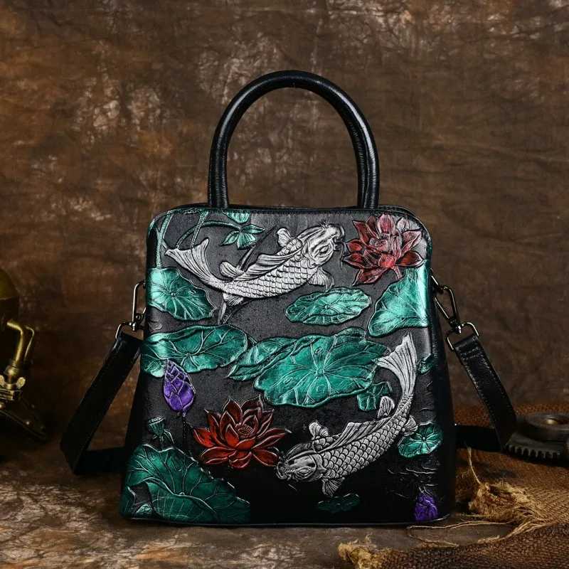 Johnature Retro 2024 новая женская сумка из натуральной кожи универсальные сумки ручной