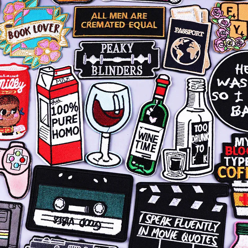 Нашивки на одежду с вышивкой нашивки винные бутылки чашки красным вином помощью