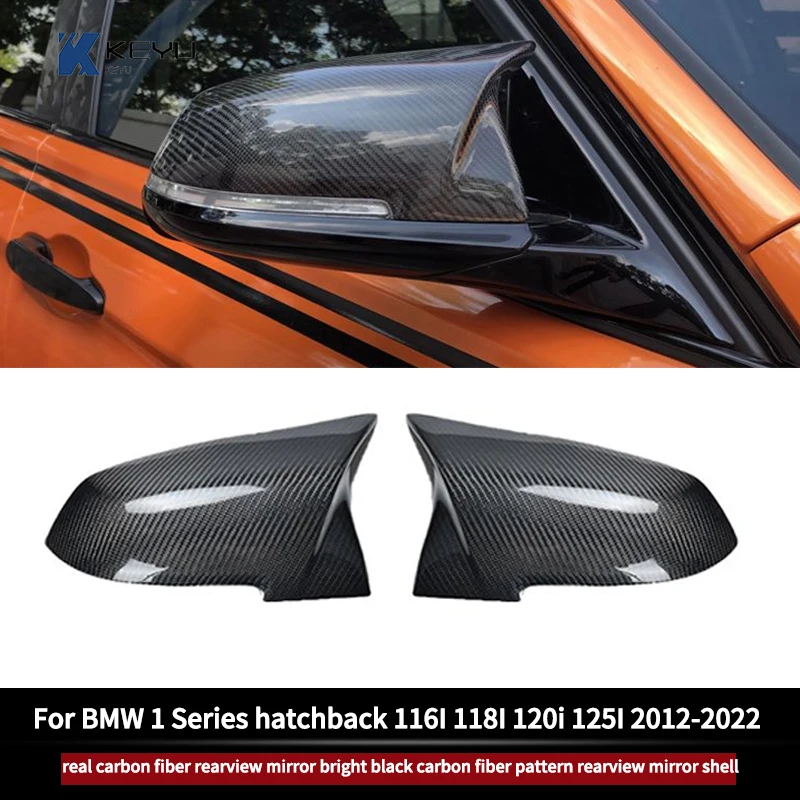 

For BMW 1 Series hatchback 116I 118I 120i 125I 2012-2022 real carbon fiber rearview mirror bright black carbon fiber pattern rea