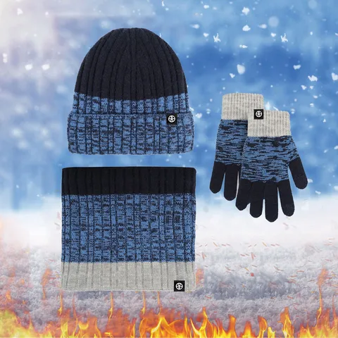 Зимняя шапка, шарф, перчатки, лидер продаж 2023, плотные плюшевые шапки-бини с бархатной подкладкой, набор шапок, шарфы, перчатки для сенсорного экрана, рождественские подарки