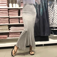 2022 korea autumn new sexy slim fashion elastic waist midi skirt vintage ruffle hip fishtail skirt women irregular tight skirts