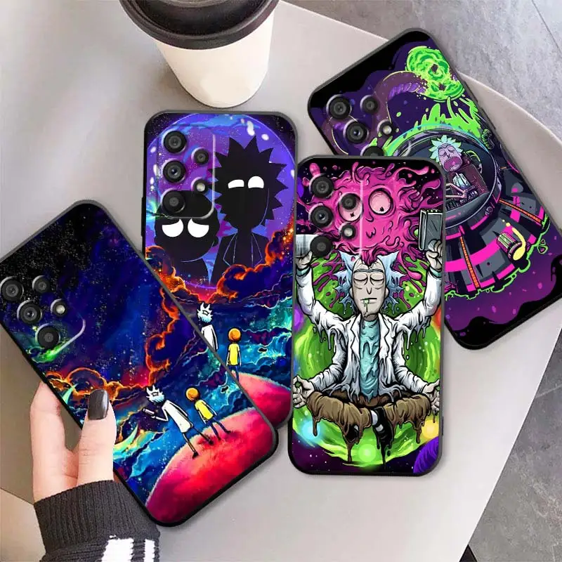 

Ricks Morts Anime Cartoon Black Phone Case For Samsung A73 A72 A71 A53 A52 A51 A42 A34 A33 A32 A23 A22 A21 A13 A04 A03 5G