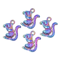10pcs alloy squirrel shape charms pendant accessory rainbow color for jewelry making necklace earring metal bulk wholesale