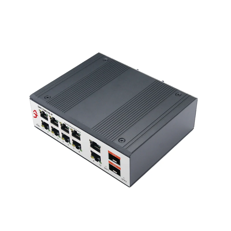 XikeStor 12-портовый 1000M RJ45 SFP PoE промышленный с двойной защитой IP40 от электромагнитных